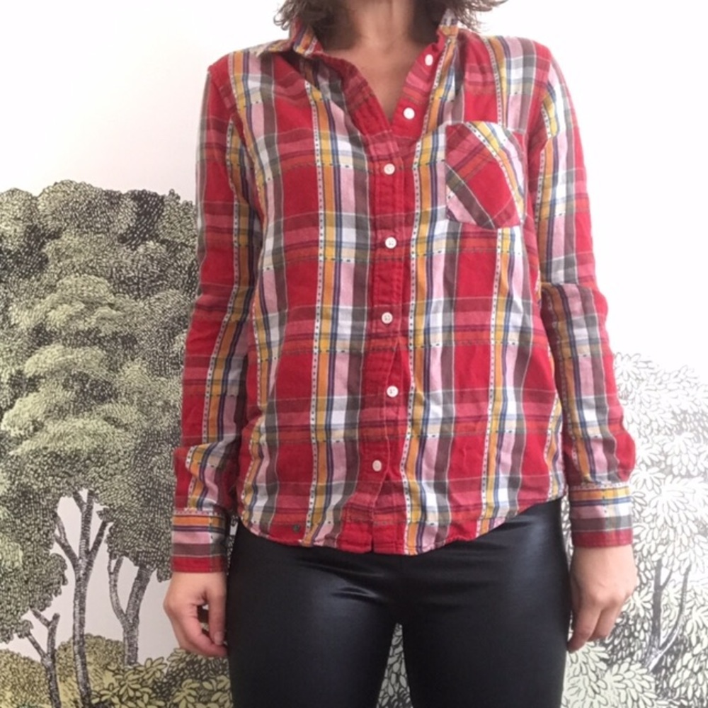 Uniqlo Red Plaid Button Down